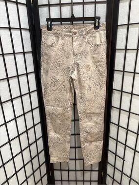 👗 LABOR DAY SALE 🔥 Joseph Ribkoff Leopard Print Ankle Pants Size 8 Metallic Gold